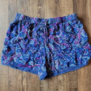 Hollister Navy Blue Paisley Print Pull On Shorts